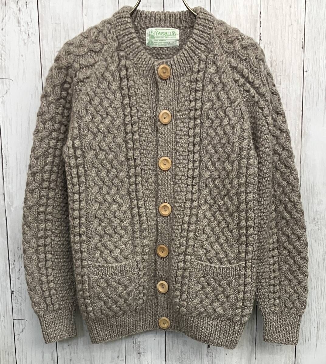 INVERALLAN 長袖カーディガン インバーアラン クルーネック ラグランスリーブ ウール