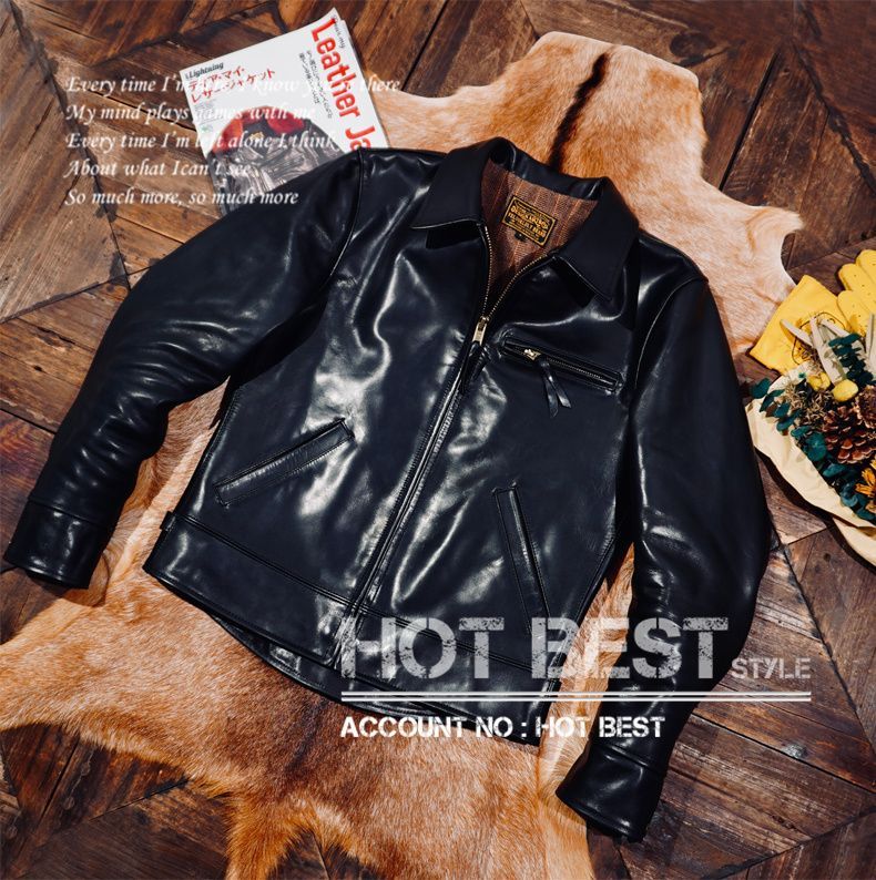 1.5 mm ホースハイド 30 sスタイル シングルライダース レザージャケット オイルレザー 植物鞣し 染料仕上げ 馬革