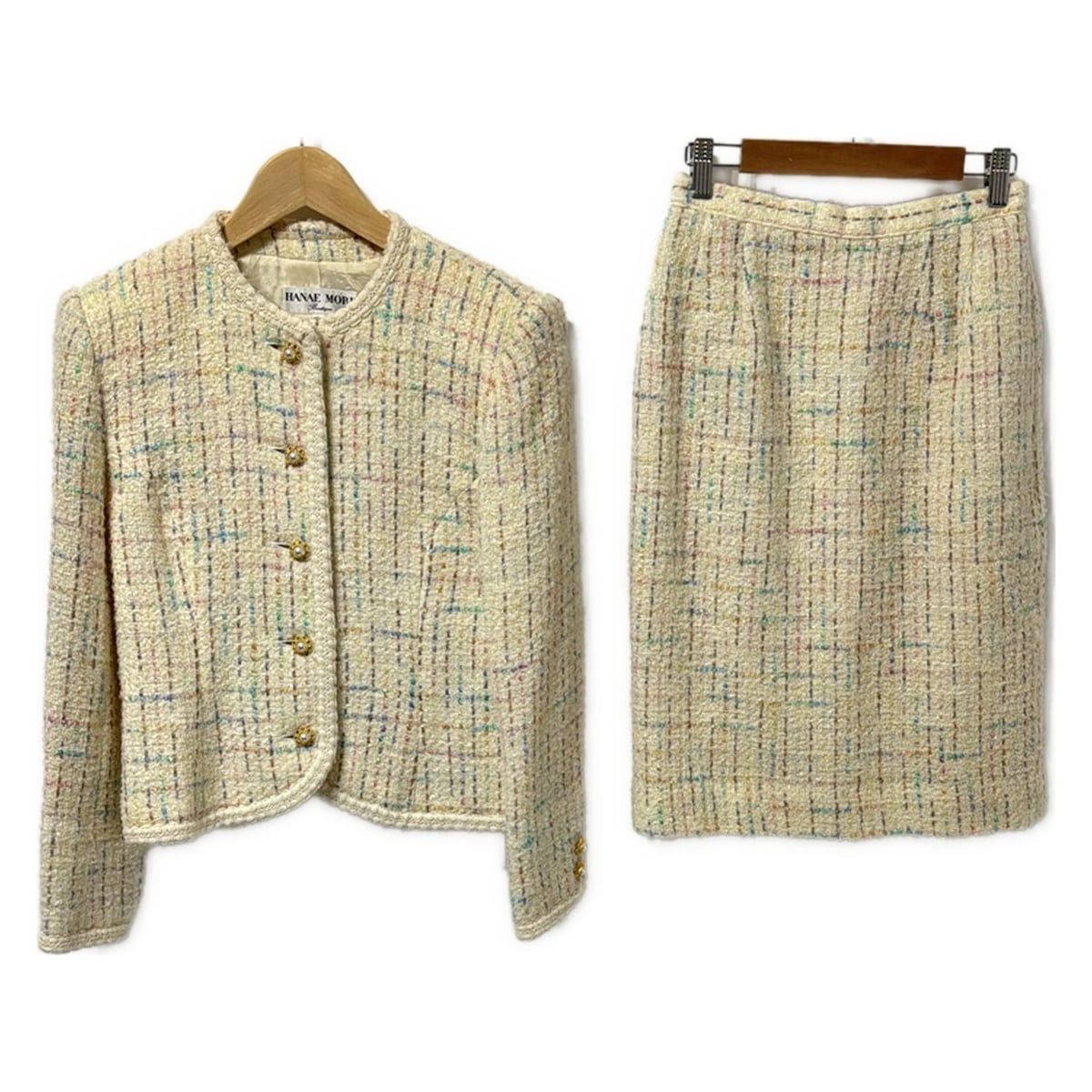 HANAE MORI(ハナエモリ) スカートスーツ レディース美品 - アイボリー