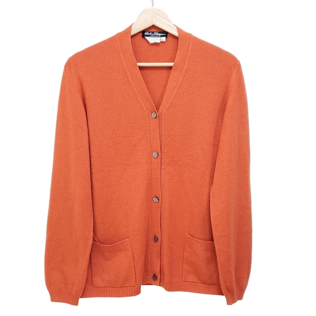 FERRAGAMO|SalvatoreFerragamo サルバトーレフェラガモ カーディガン サイズL レディース - オレンジ 長袖|カシミヤ|シルク