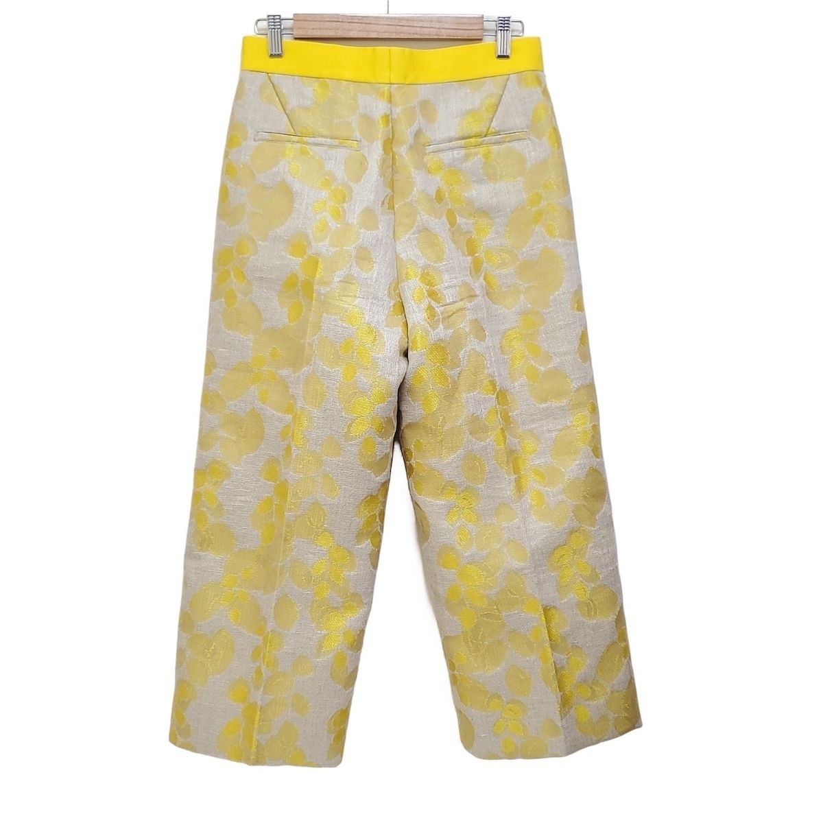 Drawer ドゥロワー パンツ サイズ38 M レディース - 白×イエロー フルレングス チェック柄