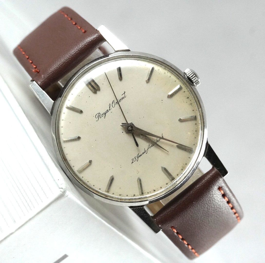 ロイヤルオリエント Royal Orient 23石 手巻き 筆記体ロゴ 50 s ヴィンテージ アンティーク antique men wacth 稼働品 ブルゾン 手巻き時計 