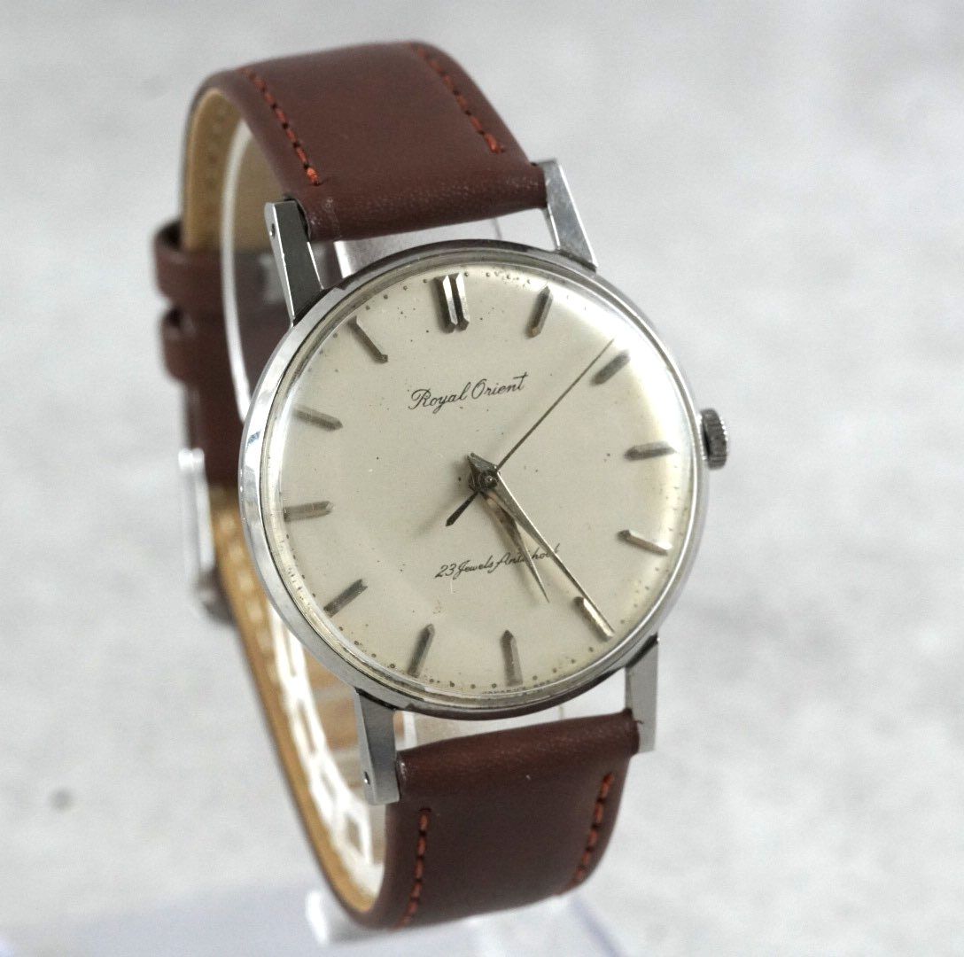 ロイヤルオリエント Royal Orient 23石 手巻き 筆記体ロゴ 50 s ヴィンテージ アンティーク antique men wacth 稼働品