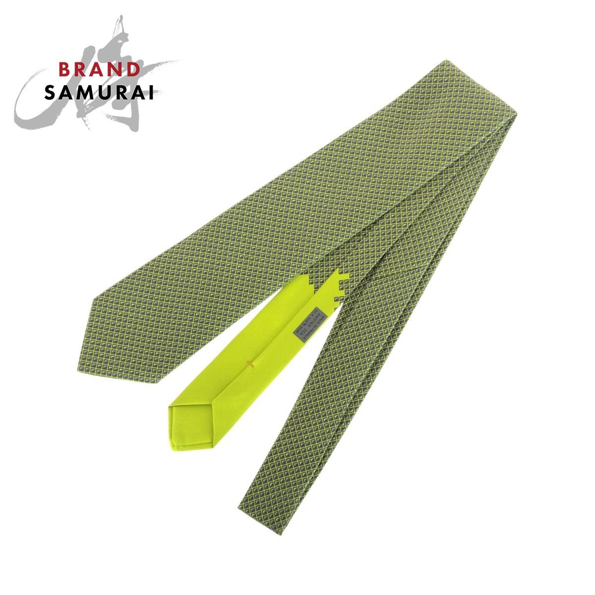 新品未使用 HERMES エルメス 総柄 グリーン シルク ネクタイ メンズ