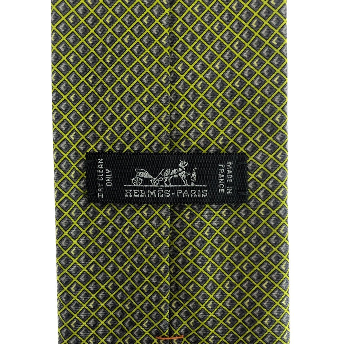 新品未使用 HERMES エルメス 総柄 グリーン シルク ネクタイ メンズ