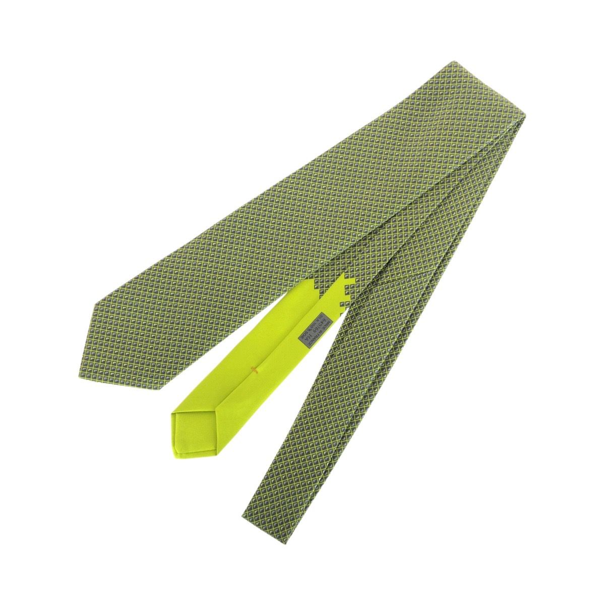 新品未使用 HERMES エルメス 総柄 グリーン シルク ネクタイ メンズ