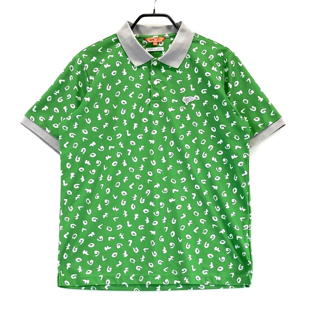 サイズ L BEAMS GOLF ビームスゴルフ 半袖ポロシャツ 総柄 グリーン系 ゴルフウェア メンズ ストスト