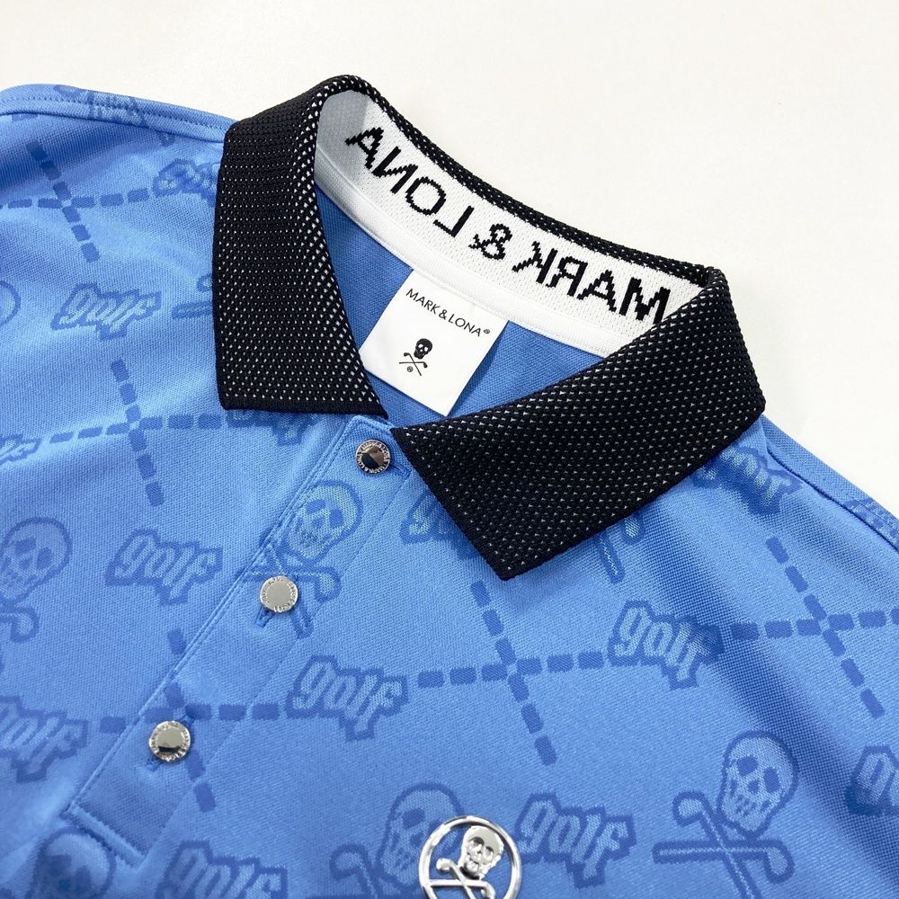 サイズ：48 MARK&LONA マークアンドロナ 半袖ポロシャツ スカル総柄