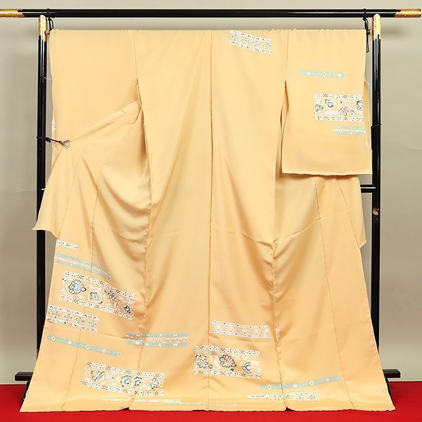 eha 3052 白木染匠 手描友禅 訪問着 更紗 飴色 お仕立て付き １ヶ月半～２ヶ月で発送