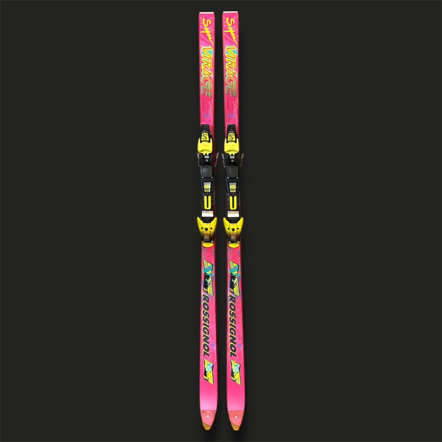 スキー ロシニョール Super VIRAGE CERAMIC 約188 cm サロモンビンディング付 オールラウンド カービングスキー 上級者 中級者 基礎スキー レトロデザイン スキー板
