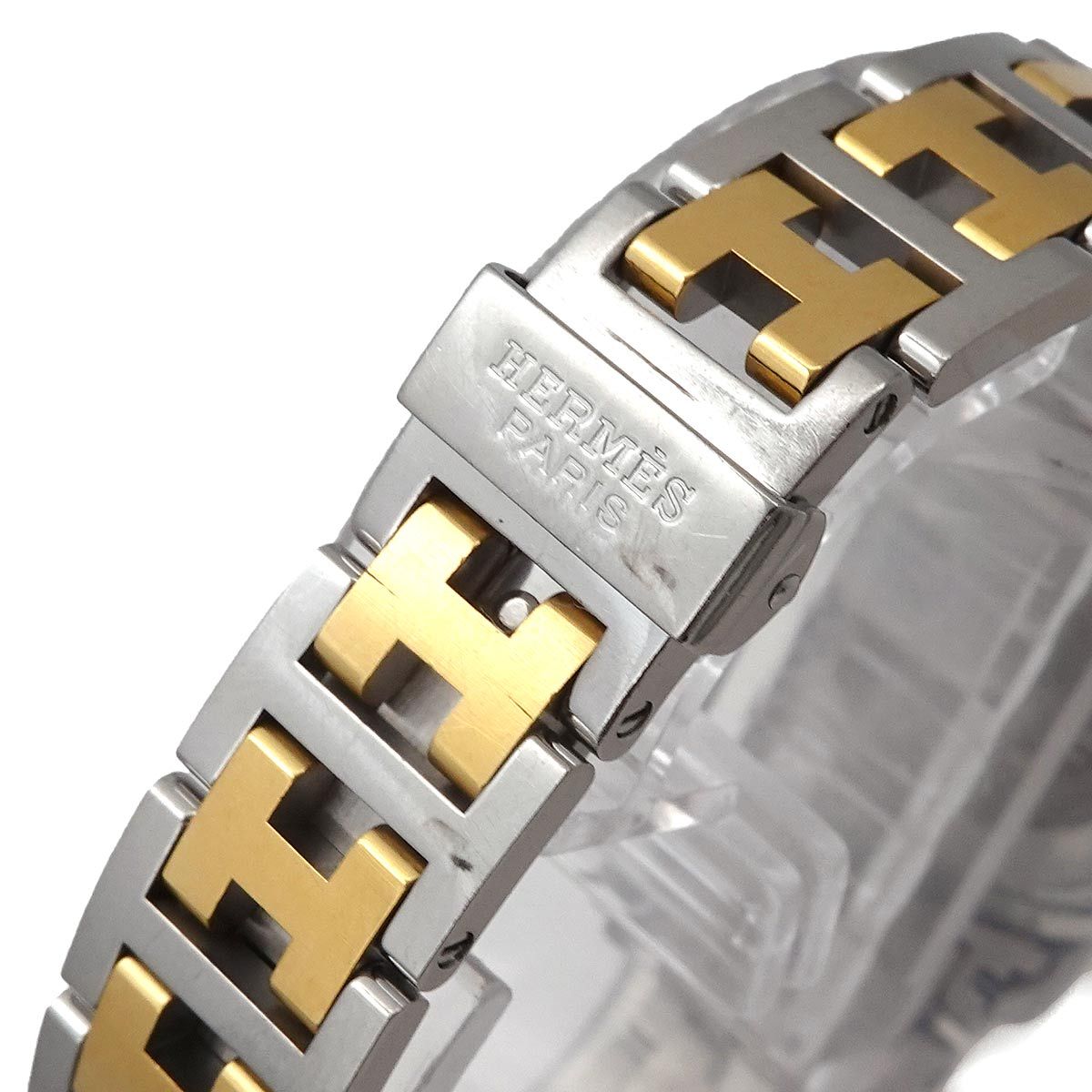 HERMES 磨き済 クリッパー コンビ アイボリー 腕時計 827606 エルメス HERMES クリッパー コンビ CL4 220 レディース 腕時計 デイト