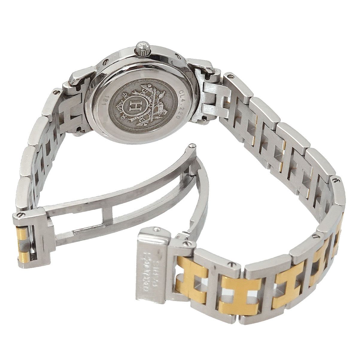 エルメス HERMES クリッパー コンビ CL4 220 レディース 腕時計 デイト