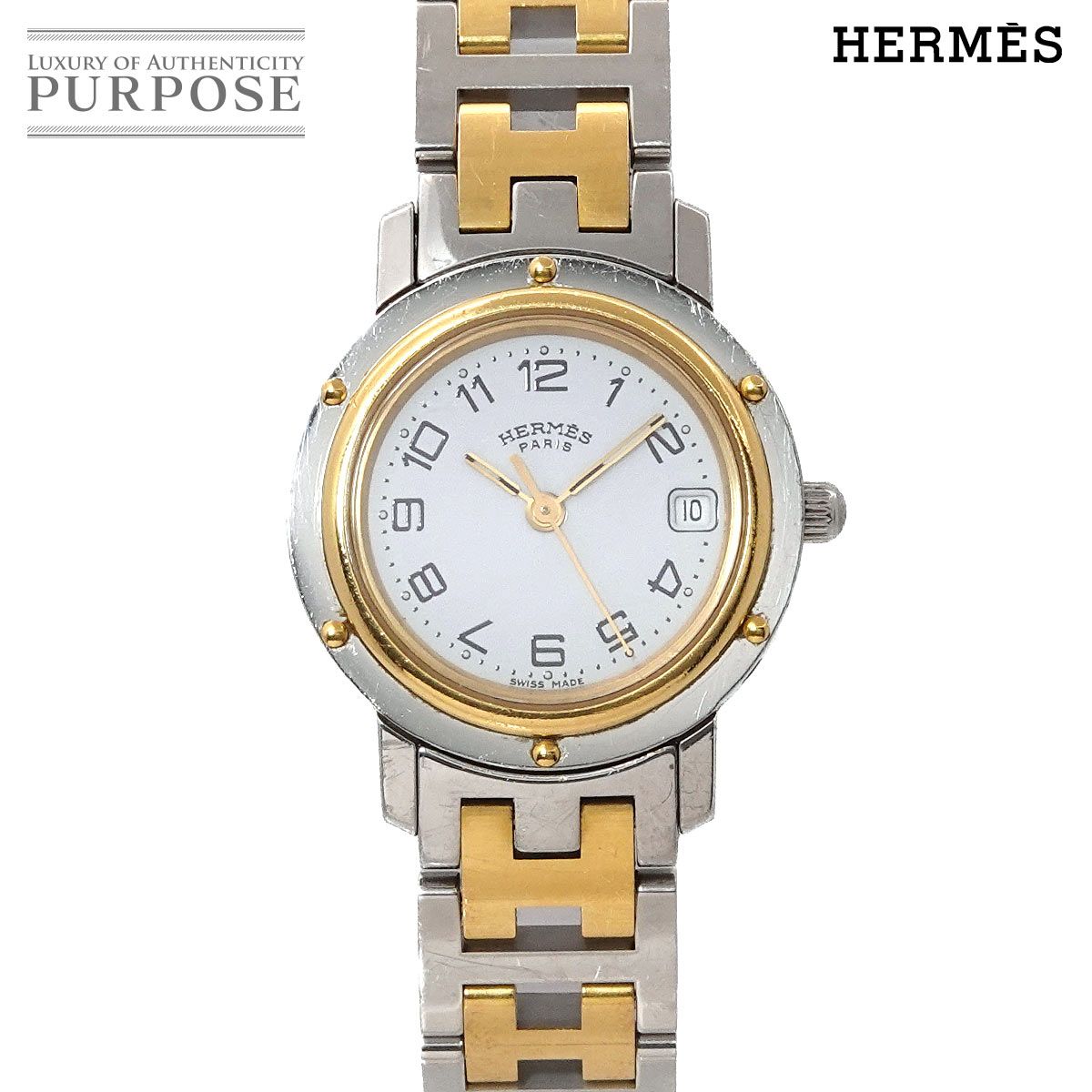 エルメス HERMES クリッパー コンビ CL4 220 レディース 腕時計 デイト