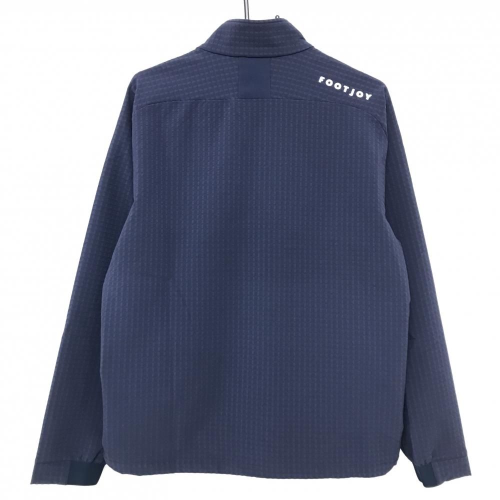超 フットジョイ ブルゾン ネイビー 地模様 裏微起毛 ハーフジップ メンズ M ゴルフウェア モデル FootJoy