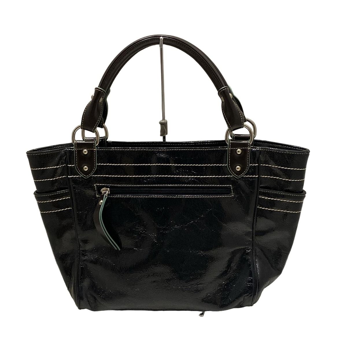 Kitamura K2(キタムラ) トートバッグ - 黒×白×ブルーグリーン レザー