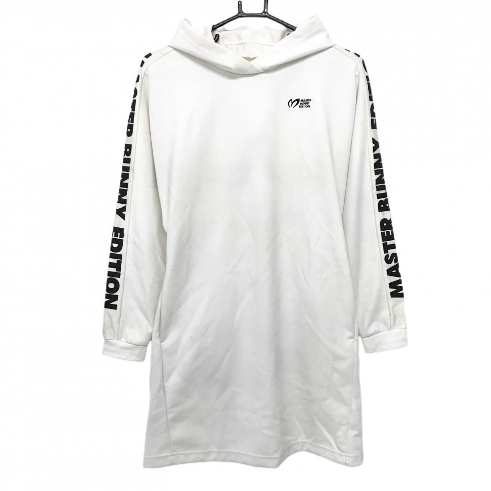 マスターバニー フード付きワンピース 白×黒 袖ロゴ レディース 0(S