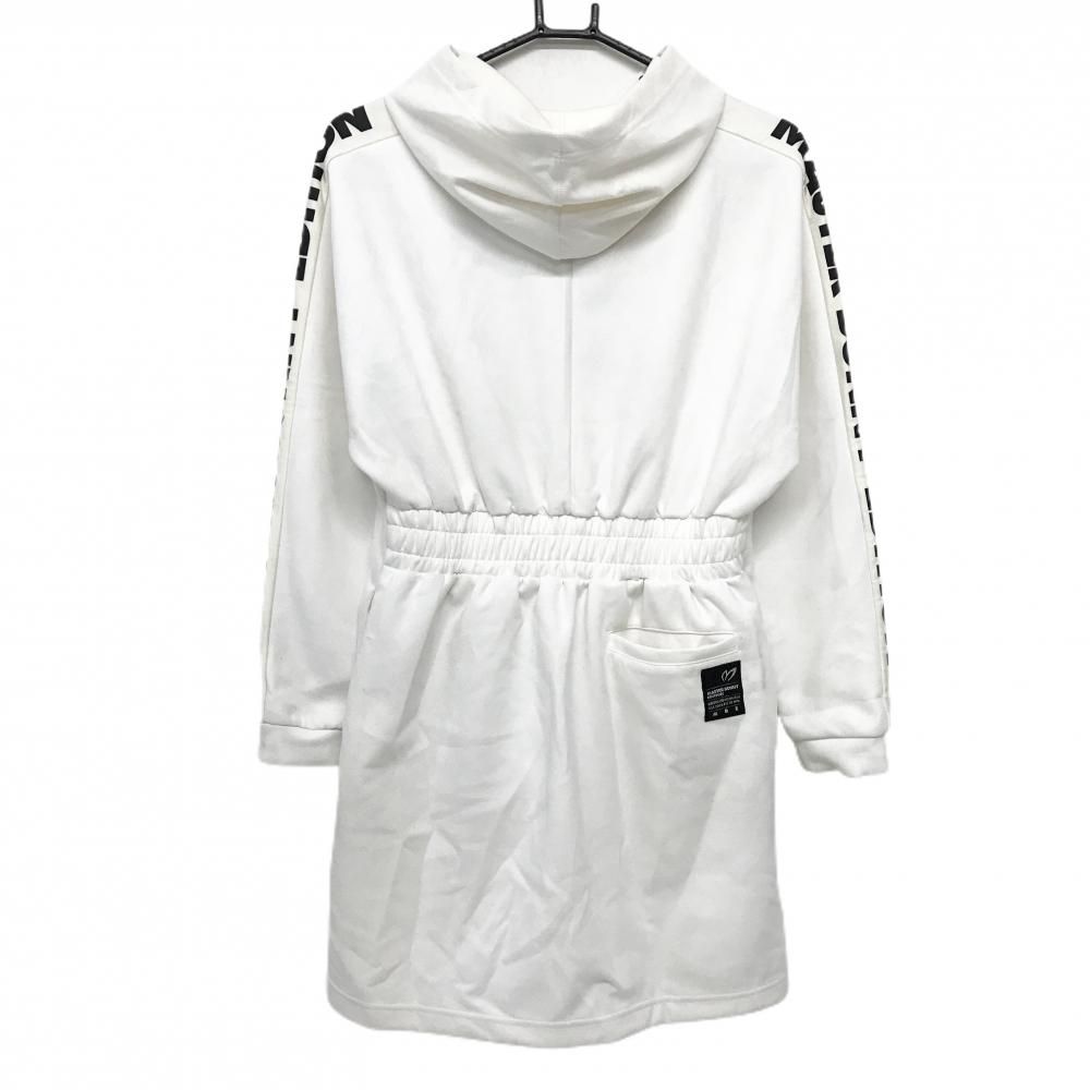 マスターバニー フード付きワンピース 白×黒 袖ロゴ レディース 0(S