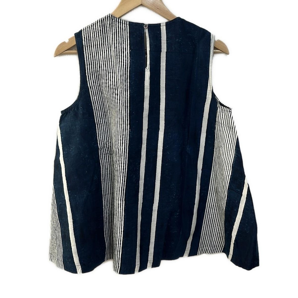 45 R フォーティーファイブ アール ノースリーブカットソー サイズ2 M レディース - ネイビー×白 クルーネック ストライプ