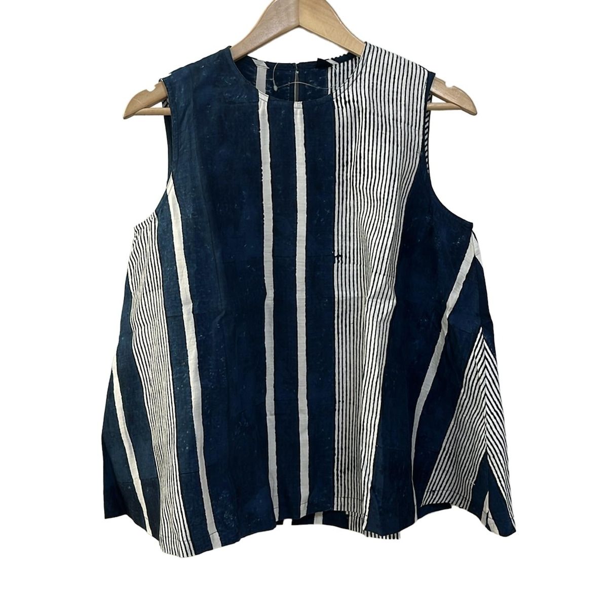 45 R フォーティーファイブ アール ノースリーブカットソー サイズ2 M レディース - ネイビー×白 クルーネック ストライプ