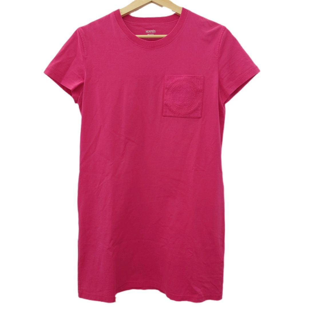 HERMES エルメス　半袖コットンワンピース サイズ36 HERMES エルメス コットン ワンピース Tシャツワンピ ピンク 36サイズ