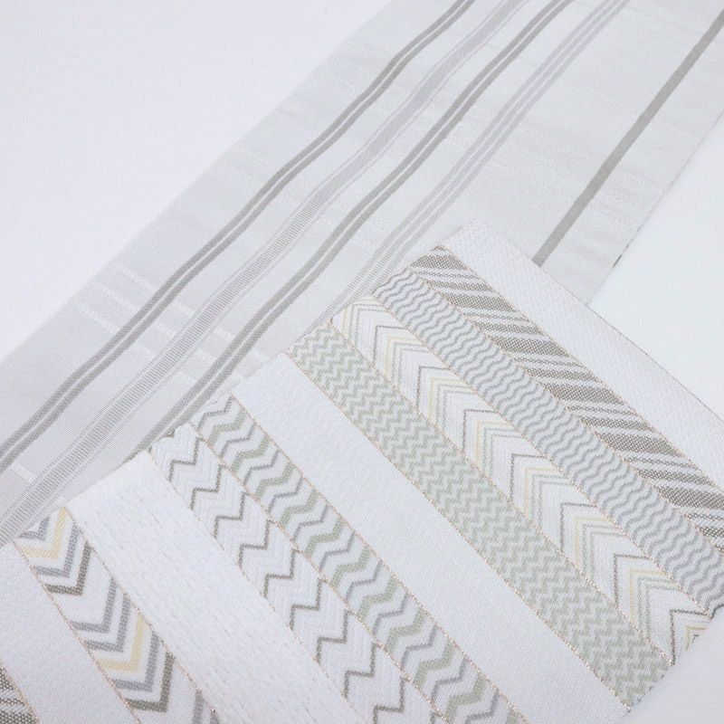  創世舎 半幅帯 リバーシブル シェブロン柄縞×細格子 白 小袋帯 半巾帯 きもの 和装 BH 9-6 半巾 半幅 小袋帯 帯