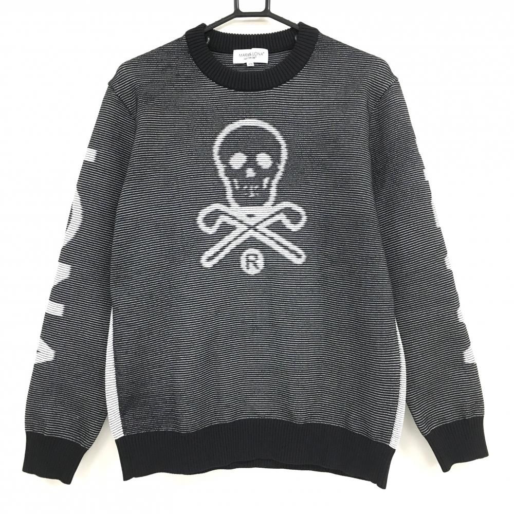 超 マークアンドロナ セーター 黒×白 前面スカル バックロゴ ニット メンズ 48 L ゴルフウェア MARK＆LONA