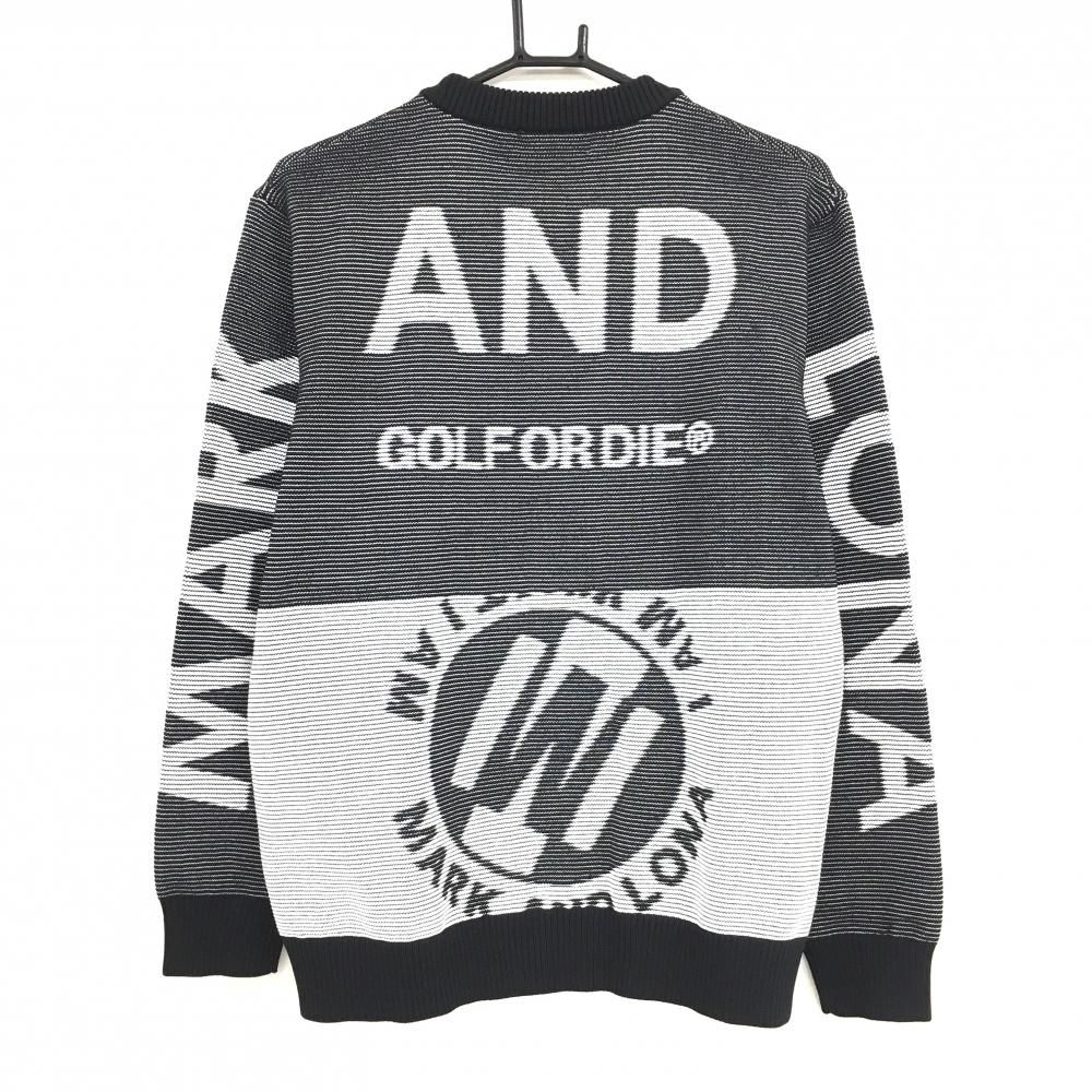 超 マークアンドロナ セーター 黒×白 前面スカル バックロゴ ニット メンズ 48 L ゴルフウェア MARK＆LONA
