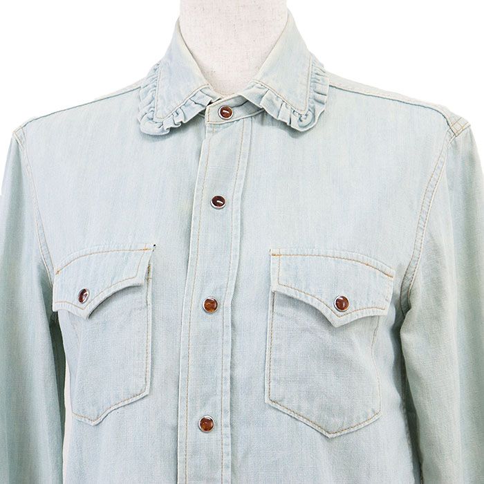 SALE】SAINT LAURENT PARIS サンローランパリ ウエスタンシャツ フリル