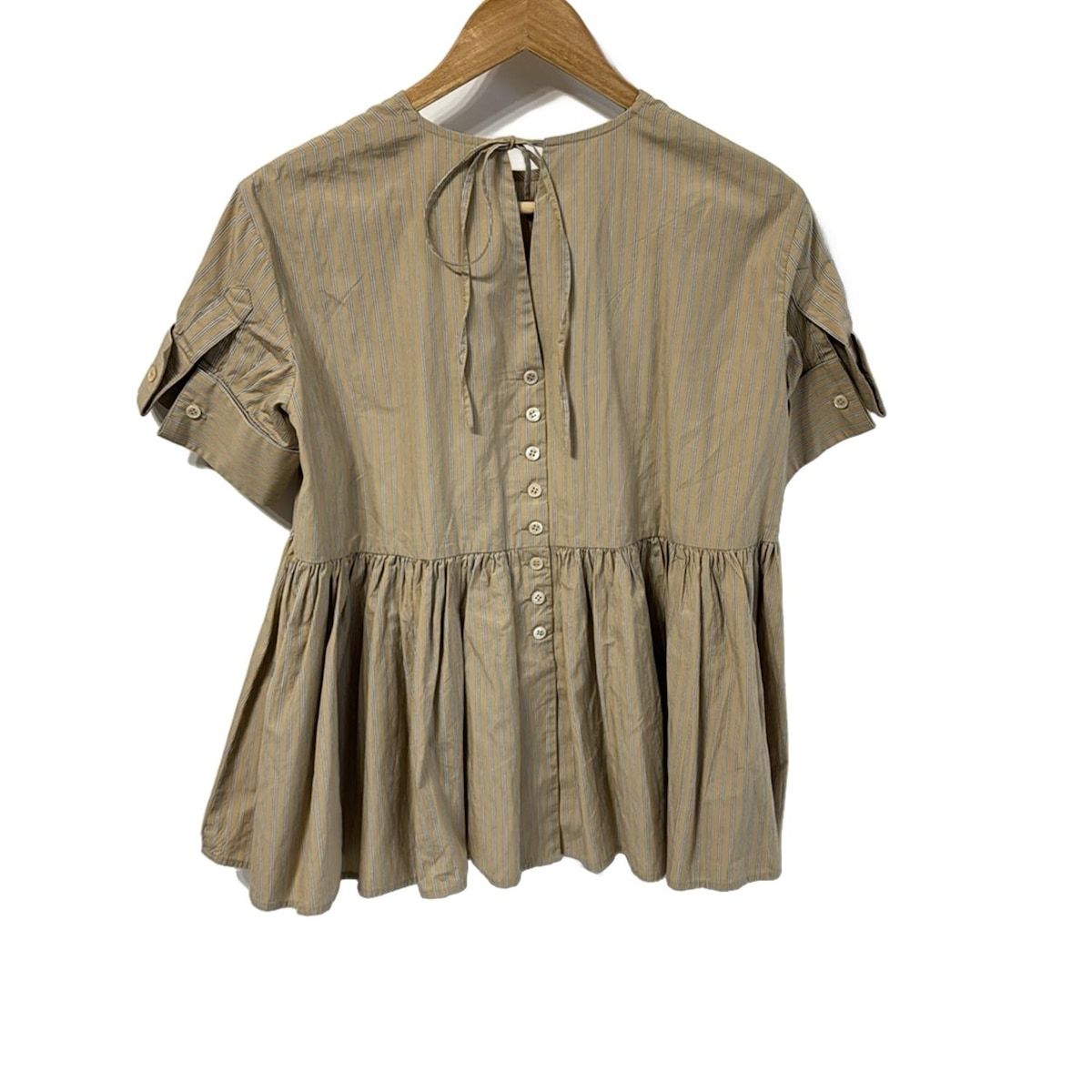 レキサミ 半袖カットソー サイズ1 S レディース - ベージュ×白×黒 クルーネック ストライプ