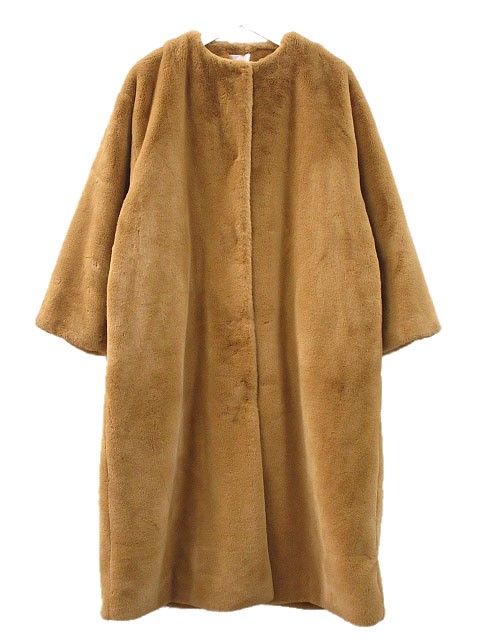 CLANE クラネ　ノーカラー　リコファーコート　ブラウン　1 クラネ CLANE ノーカラーリコファーコート NO COLLAR LICO FUR COAT 1