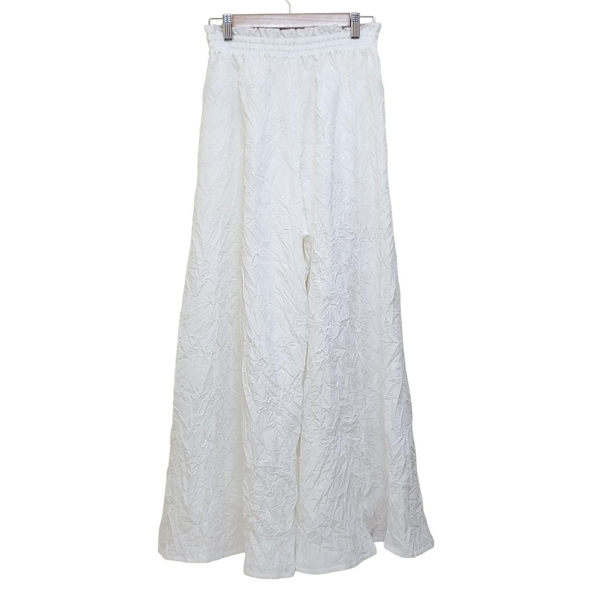 cygne シーニュ パンツ サイズ0 XS レディース - 白 フルレングス ウエストゴム シワ加工