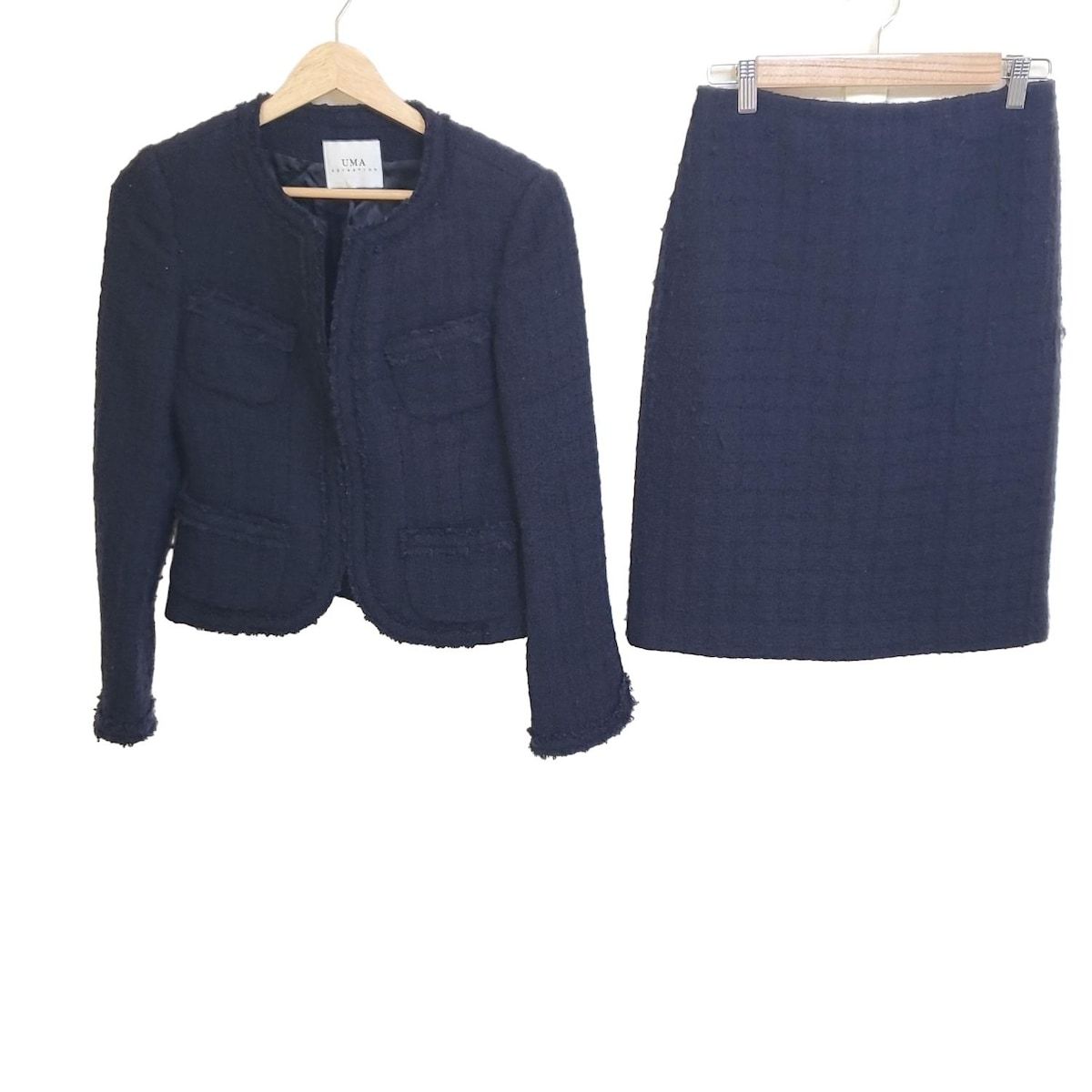 UMA ESTNATION ユマエストネーション スカートスーツ レディース - ダークネイビー ツイード