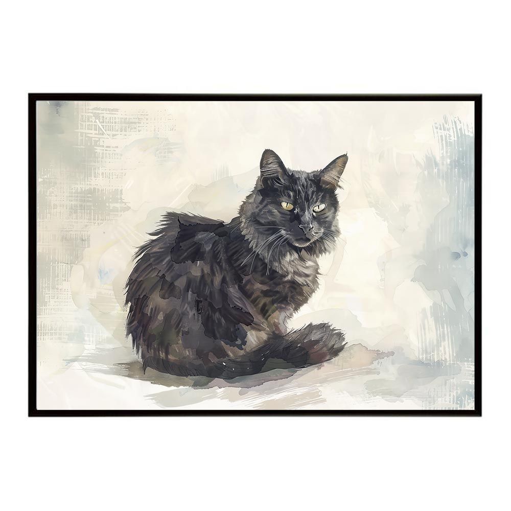 【A1サイズ（約59x84cm）】【lh-poster-7334】ネコ キャット 水彩 愛猫 ポスター インテリア アニマル 動物 ペット 愛玩 可愛い フォト アート モダン