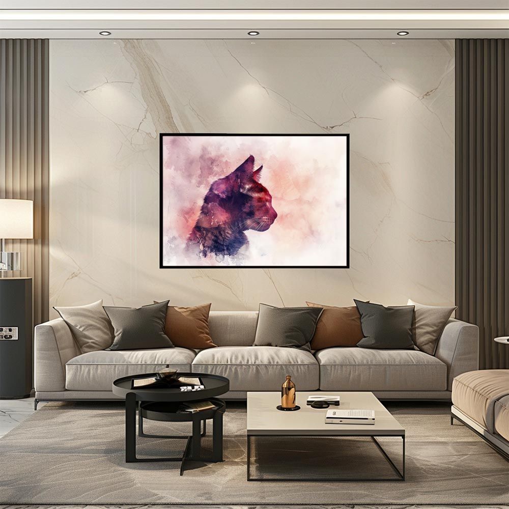 A1サイズ（約59x84cm）】【lh-poster-7335】ネコ キャット 水彩 愛猫