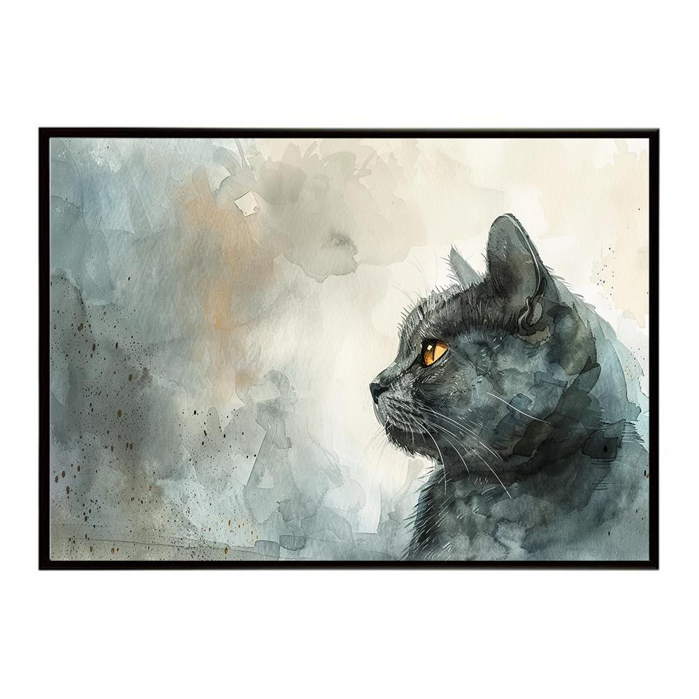 B4サイズ（約25x36cm）】【lh-poster-7336】ネコ キャット 水彩 愛猫