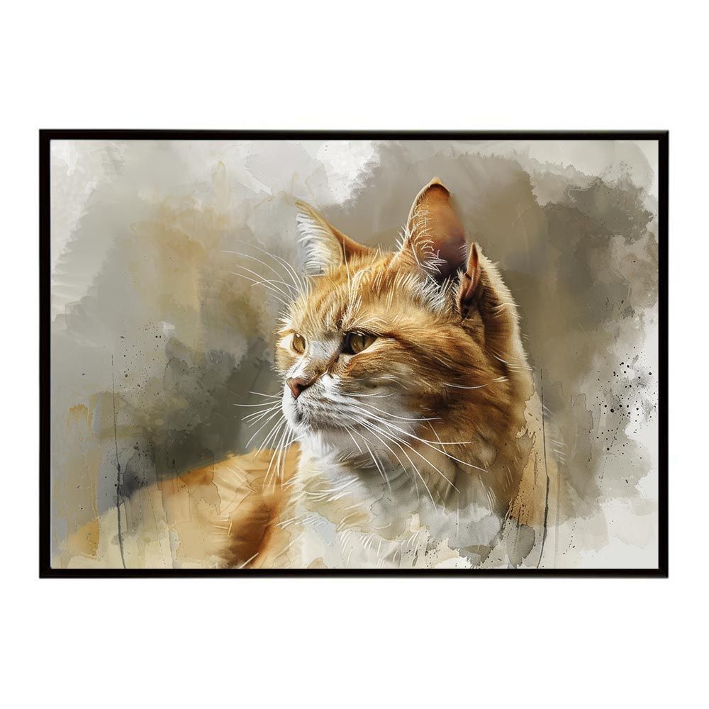 B3サイズ（約36x51cm）】【lh-poster-7338】ネコ キャット 水彩 愛猫