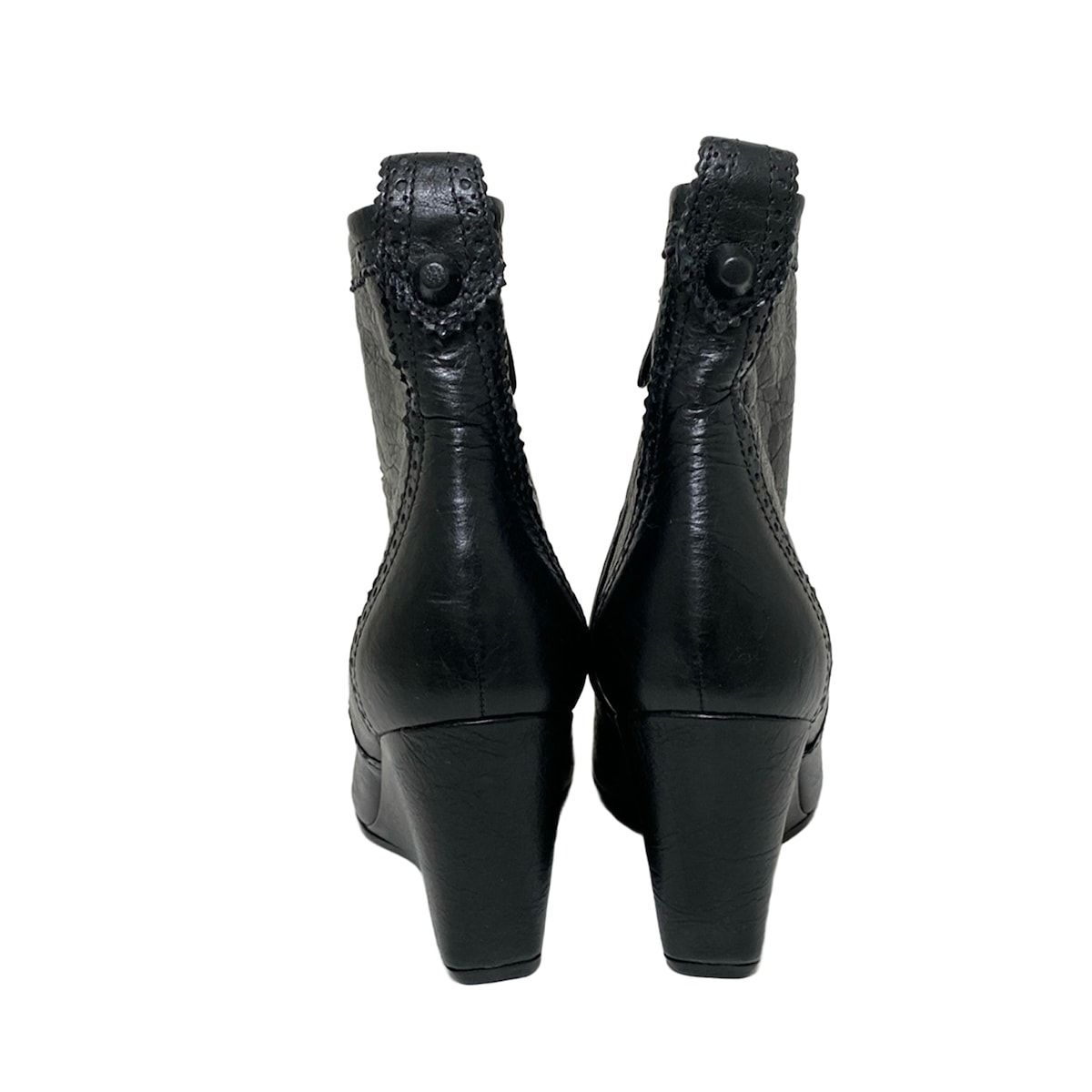  バレンシアガ ショートブーツ 37 レディース - 黒 ウェッジソール レザー ブーティ ブーツ