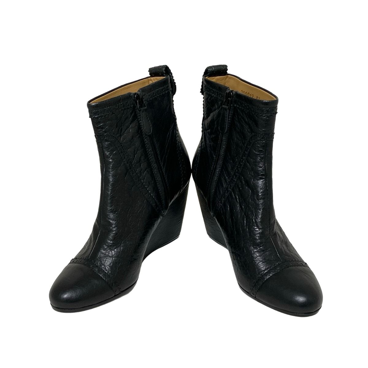 バレンシアガ ショートブーツ 37 レディース - 黒 ウェッジソール レザー