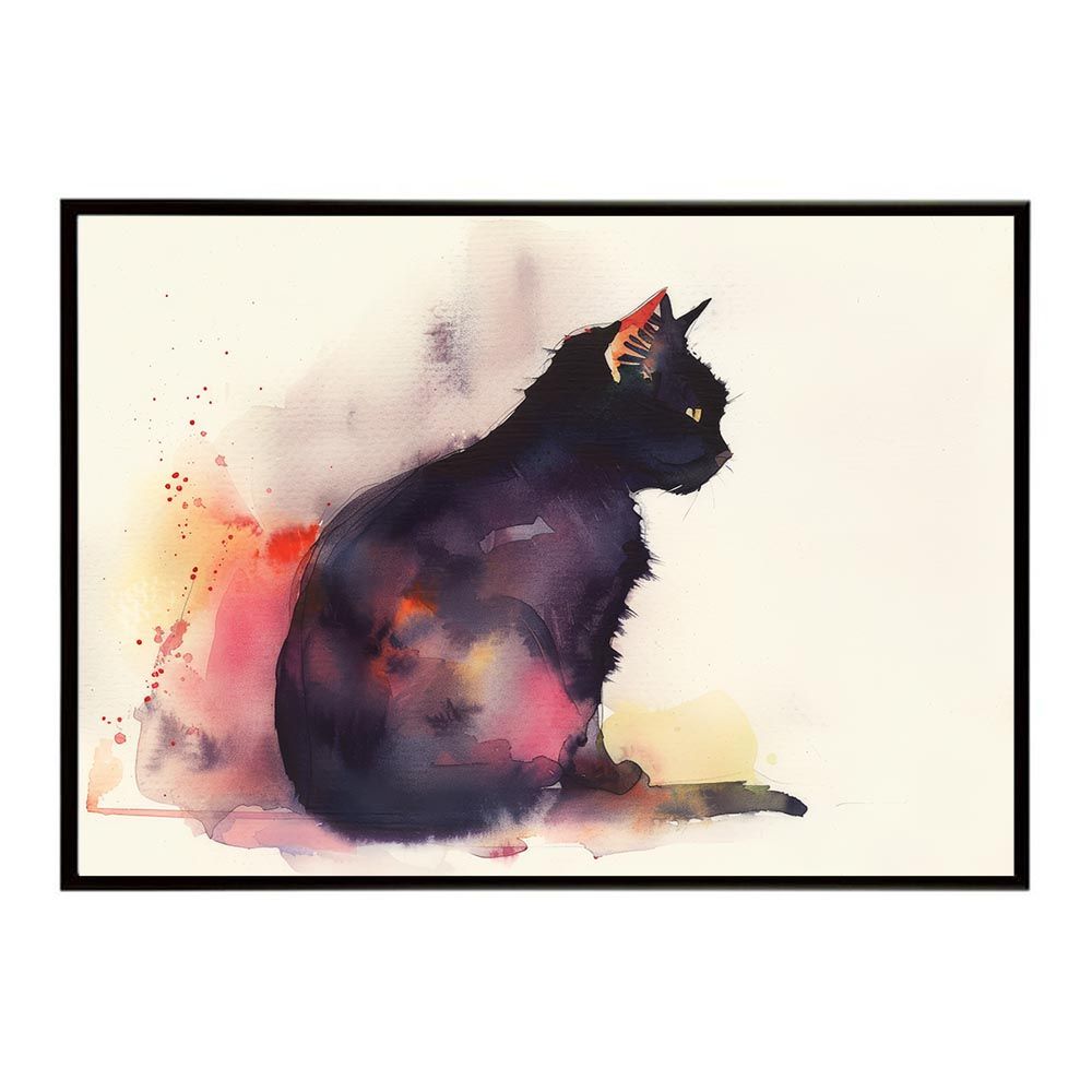 A4サイズ（約21x30cm）】【lh-poster-7355】ネコ キャット 水彩 愛猫