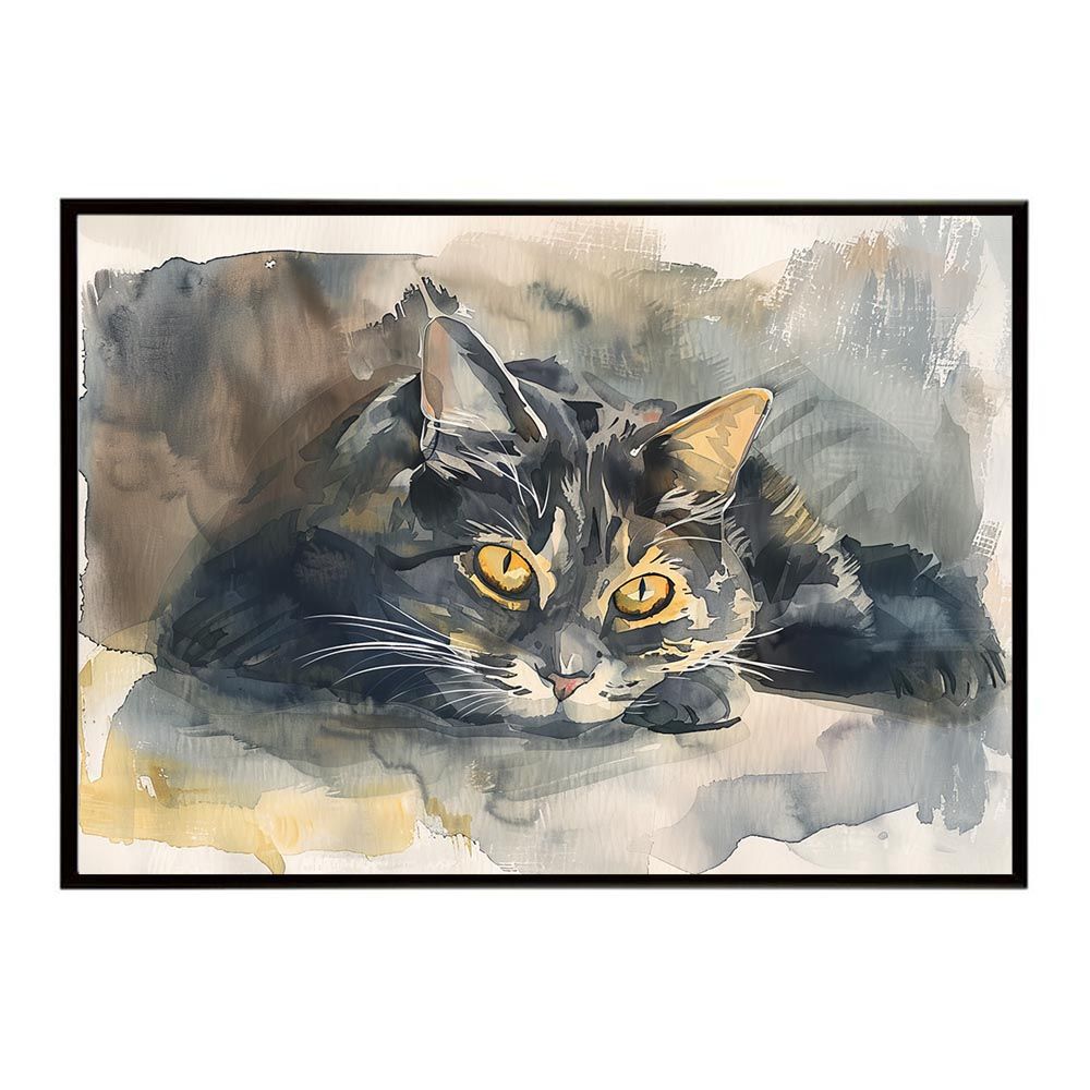 デコ B2サイズ（約51x73cm）】【lh-poster-7356】ネコ キャット 水彩 愛猫