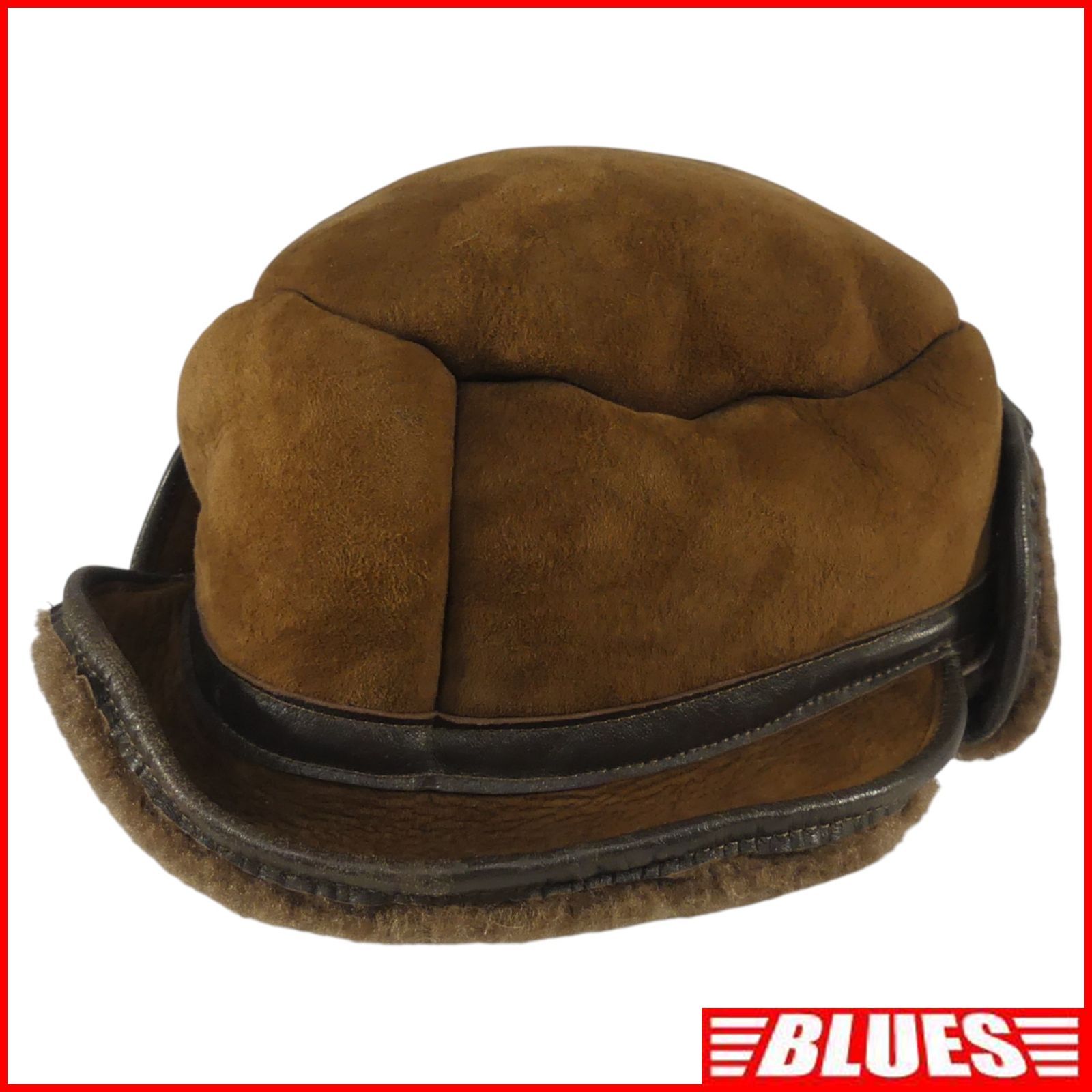 ムートンキャップ フライトキャップ ボア 羊革調 防寒 帽子 ブラウン レトロデザイン 茶 ボウシ一覧 SEULB屋着古 X 8115