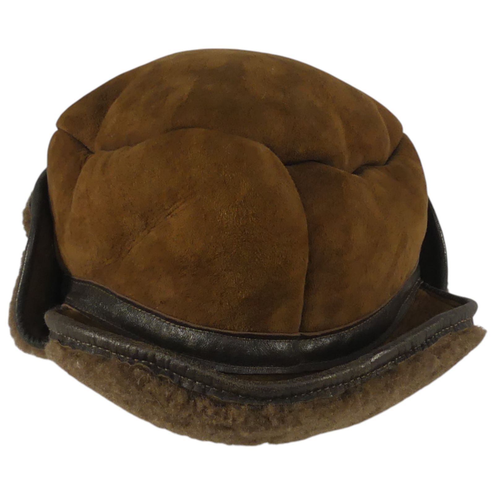 ムートンキャップ フライトキャップ ボア 羊革調 防寒 帽子 ブラウン レトロデザイン 茶 ボウシ一覧 SEULB屋着古 X 8115