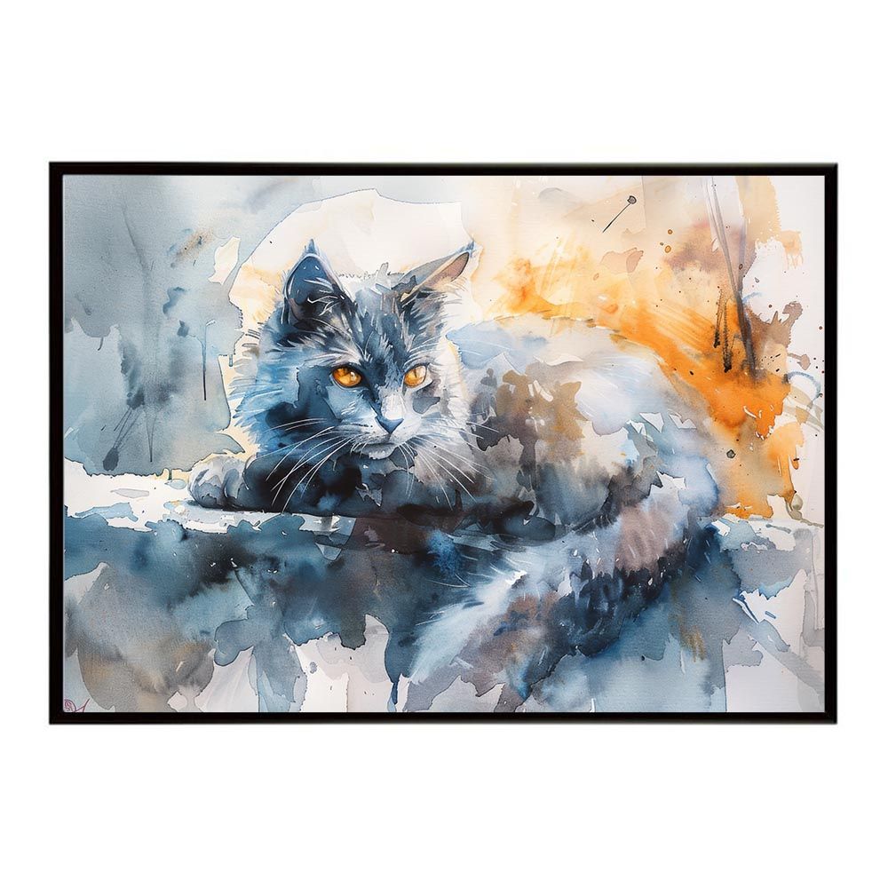 A1サイズ（約59x84cm）】【lh-poster-7370】ネコ キャット 水彩 愛猫