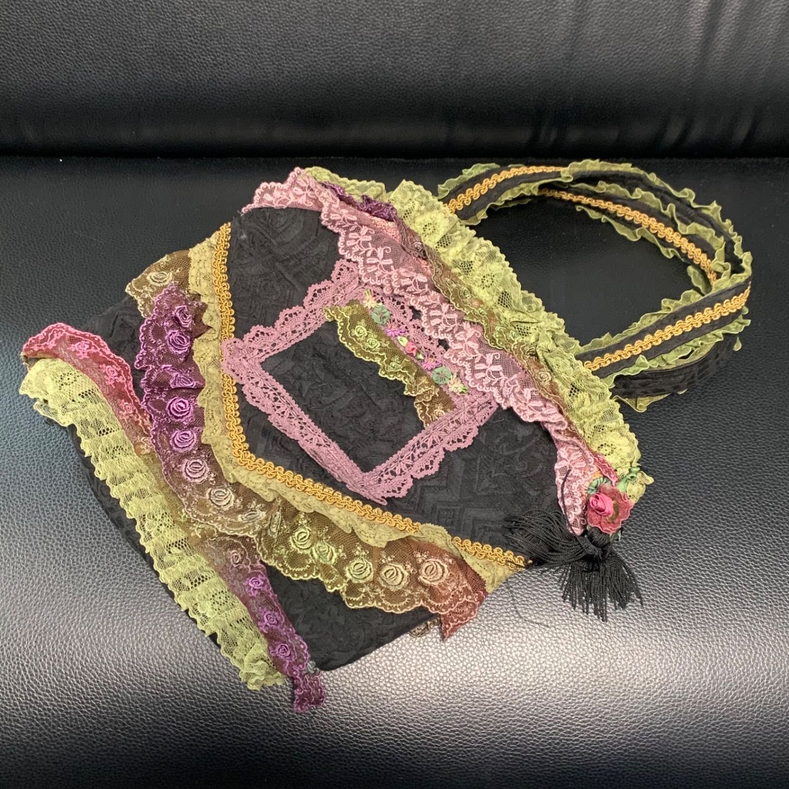 最終値下げ 美品 chimaki 日本製 フリル レース 花 トートバッグ 