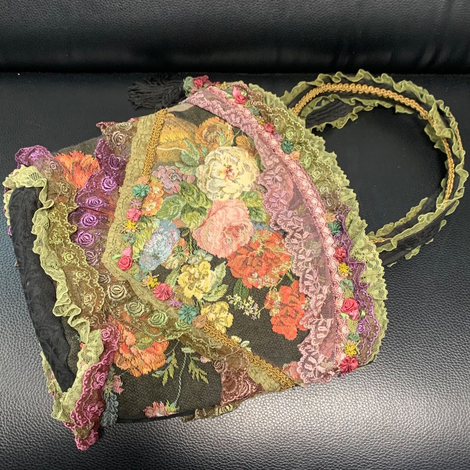 最終値下げ 美品 chimaki 日本製 フリル レース 花 トートバッグ 