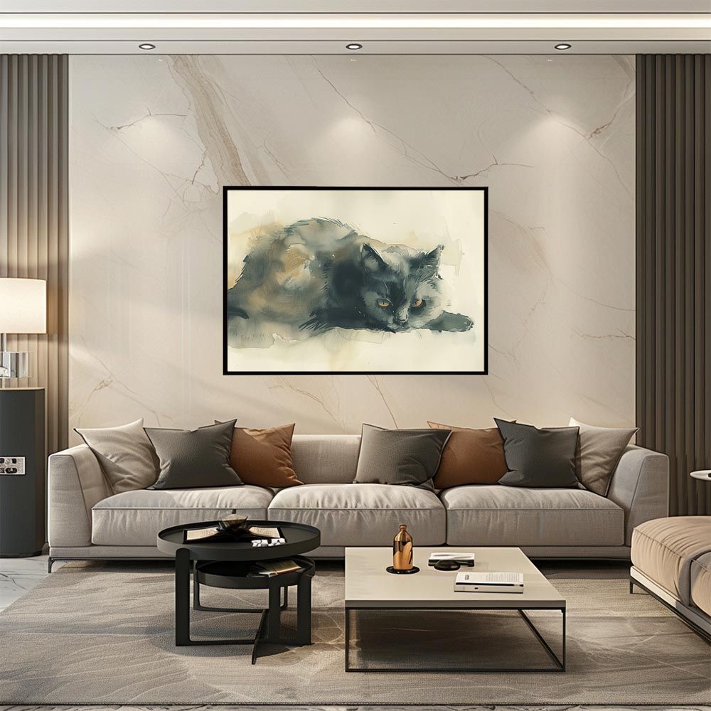 A1サイズ（約59x84cm）】【lh-poster-7374】ネコ キャット 水彩 愛猫