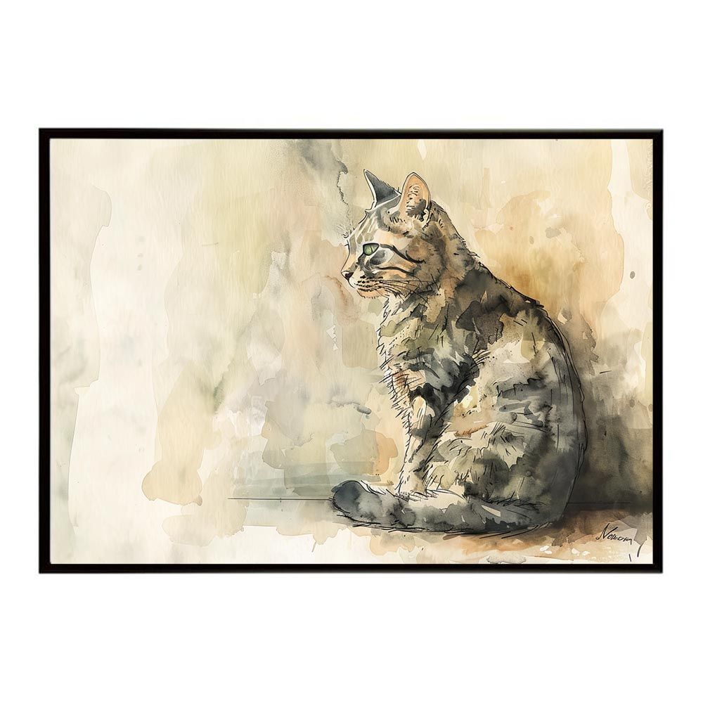 A1サイズ（約59x84cm）】【lh-poster-7379】ネコ キャット 水彩 愛猫