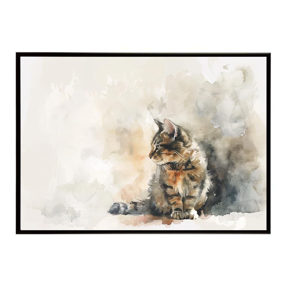 A1サイズ（約59x84cm）】【lh-poster-7383】ネコ キャット 水彩 愛猫