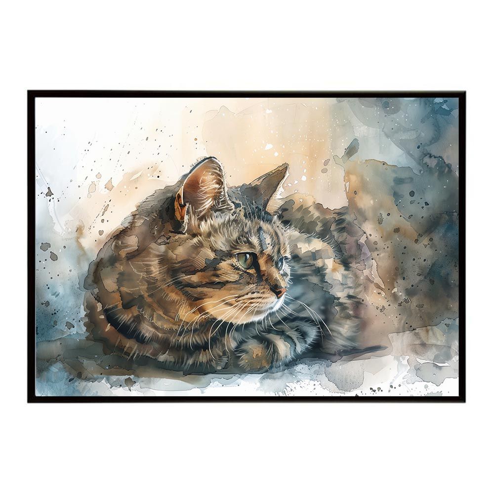A1サイズ（約59x84cm）】【lh-poster-7402】ネコ キャット 水彩 愛猫