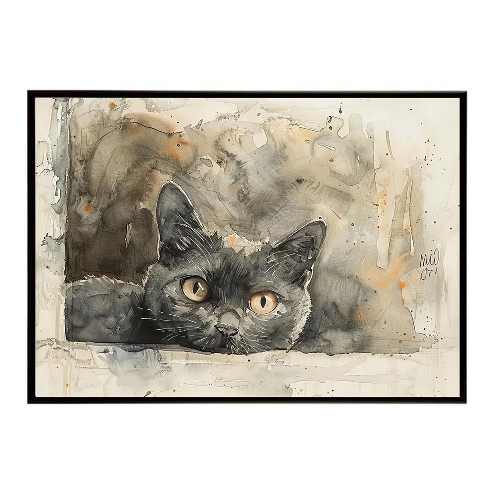 【B1サイズ（約73x103cm）】【lh-poster-7407】ネコ キャット 水彩 愛猫 ポスター インテリア アニマル 動物 ペット 愛玩 可愛い フォト アート モダン